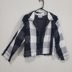 Silver Stream Jacket Womens Size M  Black White Cotton Casual Fringe Edgy Boho